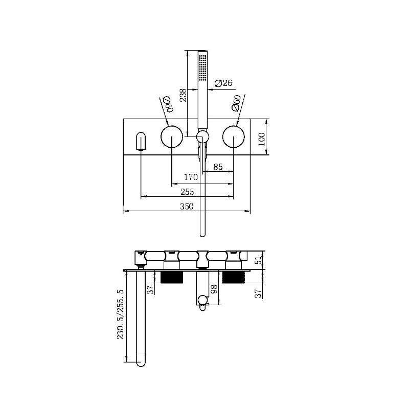 nero-opal-progressive-shower-system-with-spout-trim-kit-only-230mm_specs