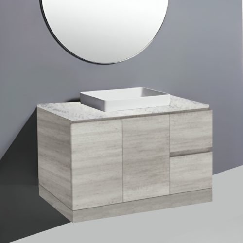 Fienza Edge Industrial On Kick Vanity With Solid Surface Top & Semi-Inset Basin