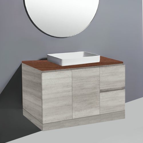 Fienza Edge Industrial On Kick Vanity With Hardwood Top & Semi-Inset Basin
