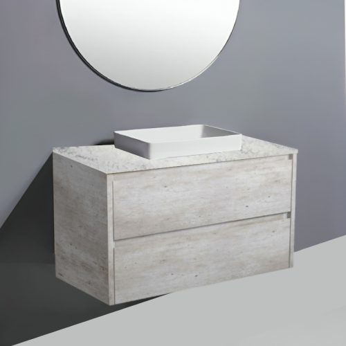 Fienza Amato Industrial Wall Hung Vanity With Solid Surface Top & Semi-Inset Basin