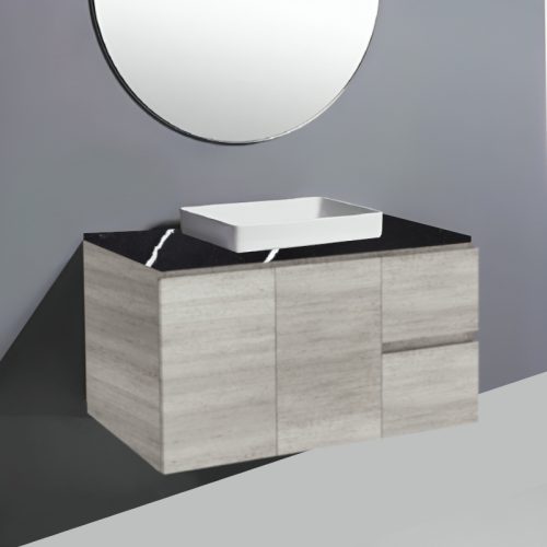 Fienza Edge Industrial Wall Hung Vanity With Stone Top & Semi-Inset Basin