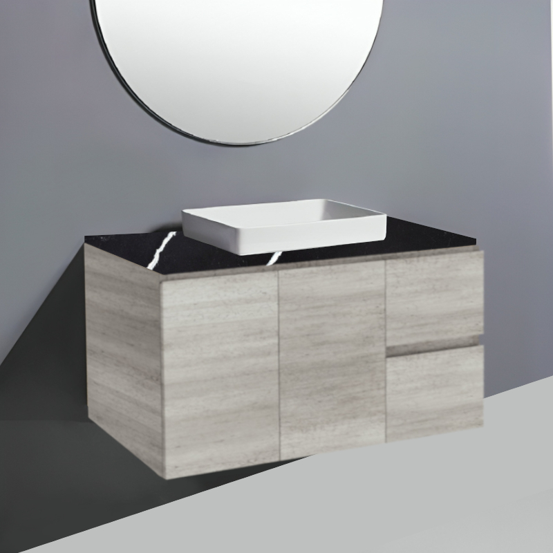 Fienza Edge Industrial Wall Hung Vanity With stone Top & Semi-Inset Basin