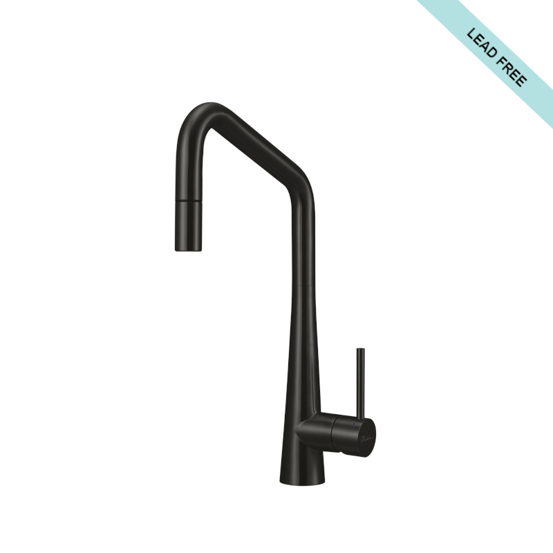 Oliveri_Essente_316_Stainless_Steel_Square_Goose_Neck _Pull_Out_Mixer_SS31675-BL