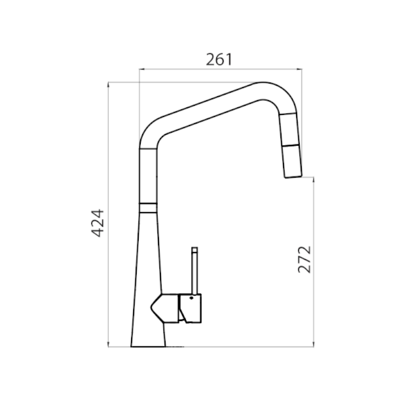 Oliveri_Essente_316_Stainless_Steel_Square_Goose_Neck _Pull_Out_Mixer_Specs_SS31675