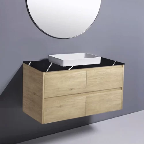 Fienza Amato Scandi Oak Wall Hung Vanity With Stone Top & Semi-Inset Basin