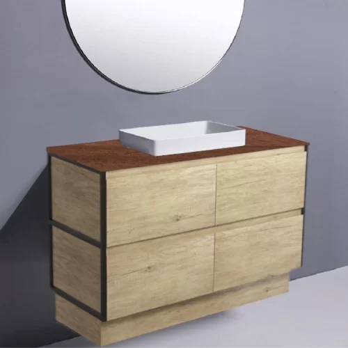 Fienza Amato Scandi Oak With Matte Black Frames On Kick Hardwood