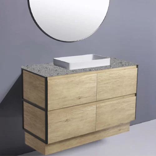 Fienza Amato Scandi Oak With Matte Black Frames On Kick Solid