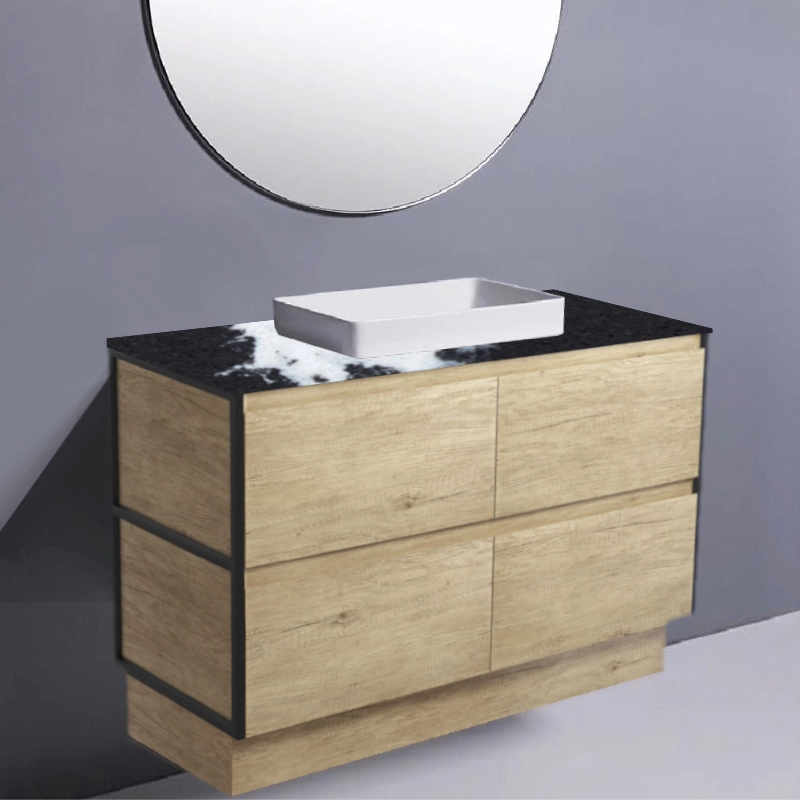 Fienza Amato Scandi Oak With Matte Black Frames On Kick Stone