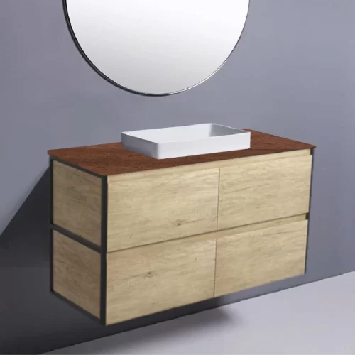 Fienza Amato Scandi Oak With Matte Black Frames wall hung Hardwood