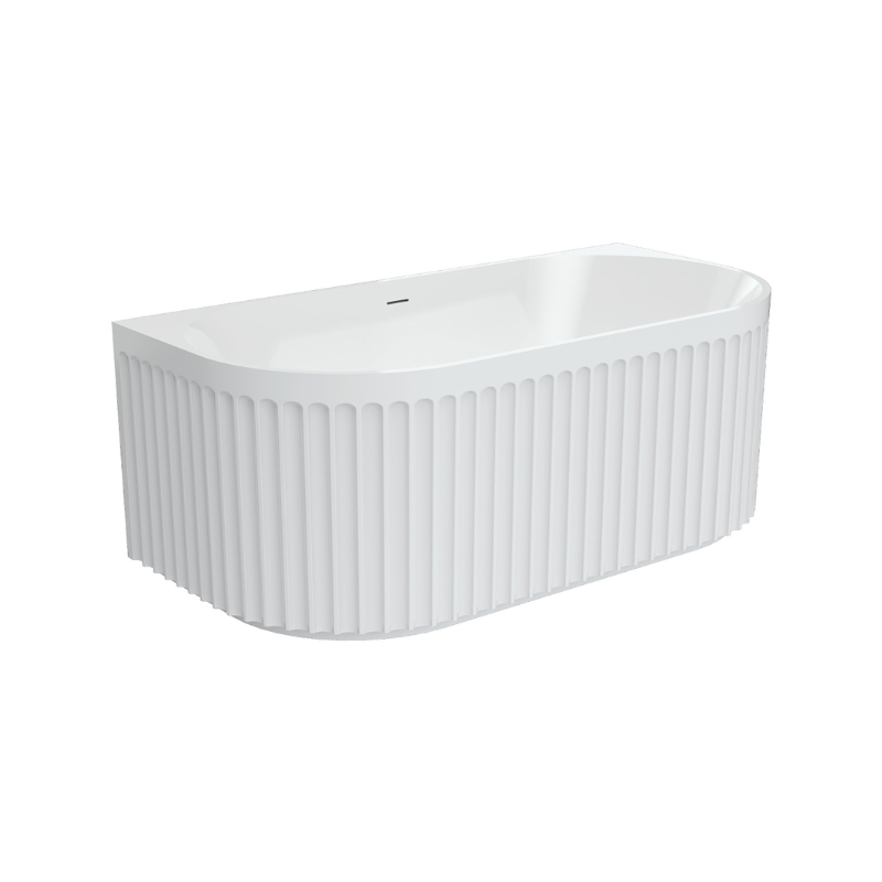 Fienza Eleanor Fluted Back To Wall Bath 1500mm With Overflow