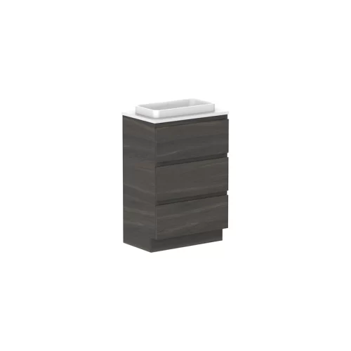 ADP Glacier Lite Ensuite All Drawer Trio Floor Mount Vanity With Caesarstone Mineral Top