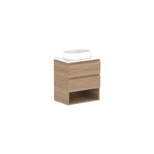 ADP Glacier Pro Ensuite Shelf Twin Wall Hung Vanity with Caesarstone Mineral Top