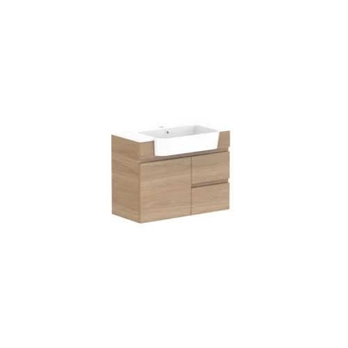 ADP Glacier Lite Semi-Recessed Twin Wall Hung Vanity with Cast Marble Top
