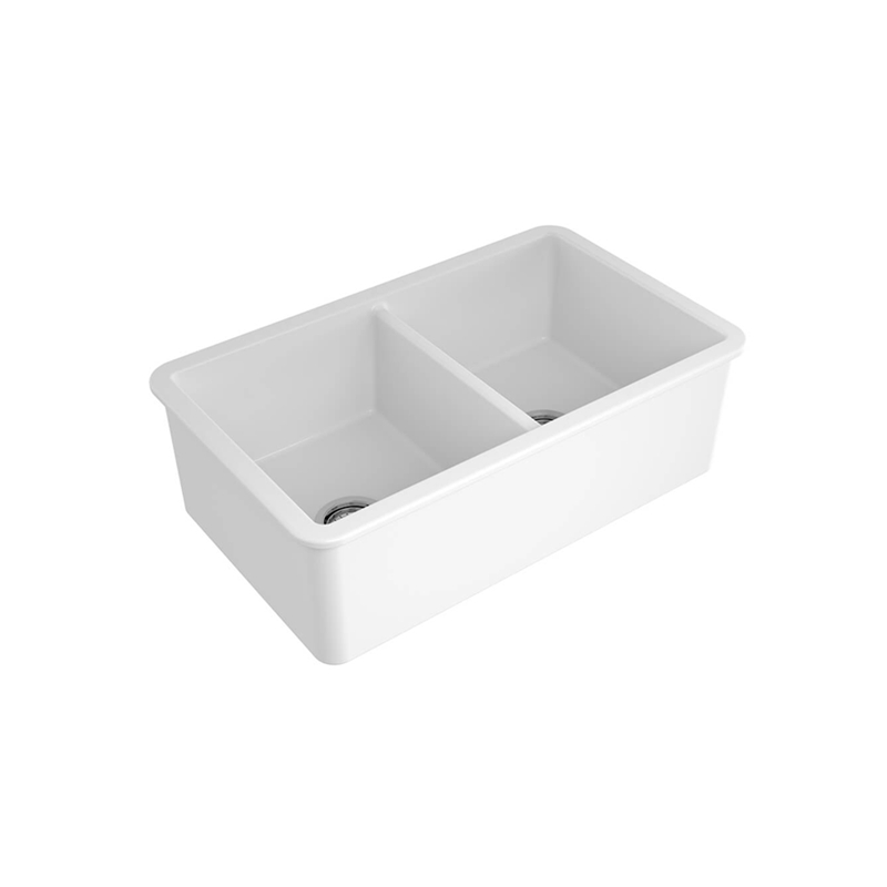 Turner Hastings Cuisine 85 x 46 Double Inset - Undermount Fireclay Sink Matte White