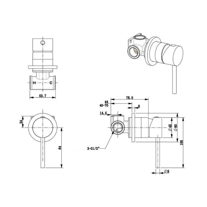 BUK Morgan Rund Wall Mixer Trim Kit specification