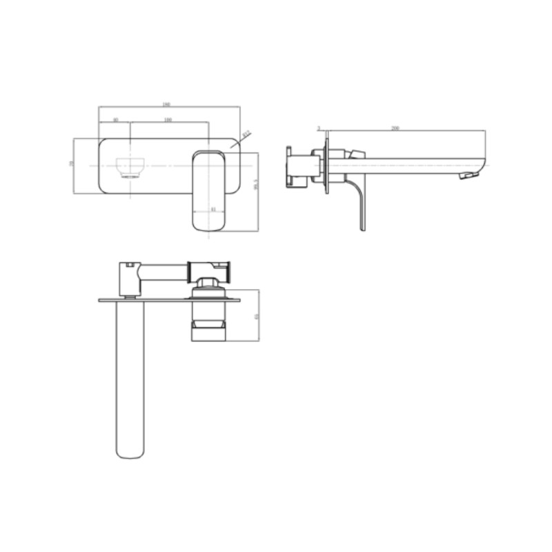 BUK Kompakt Eckig Bath/Basin Mixer With Spout Specs