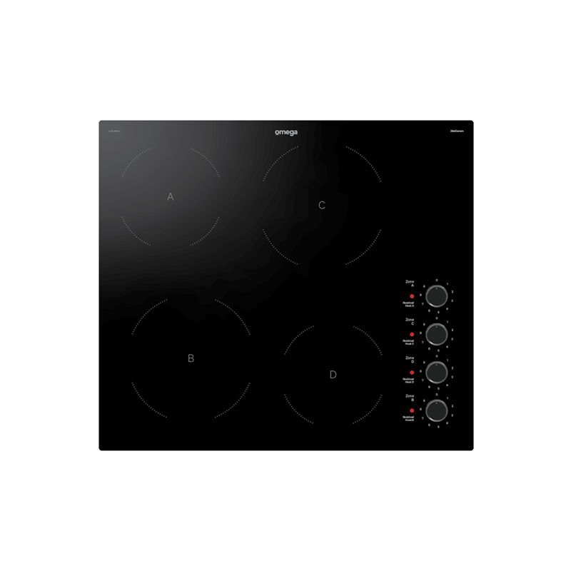Omega OCC604KCOM 60cm Ceramic Cooktop With Knob Controls