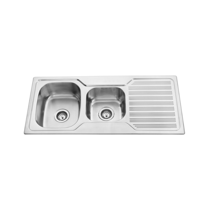 BUK 1 and 3/4 Bowl Kitchen Sink - LHB chrome