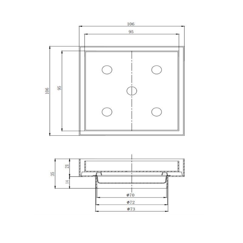 BUK Eckig Smart Tile Waste 80mm Outlet Specs