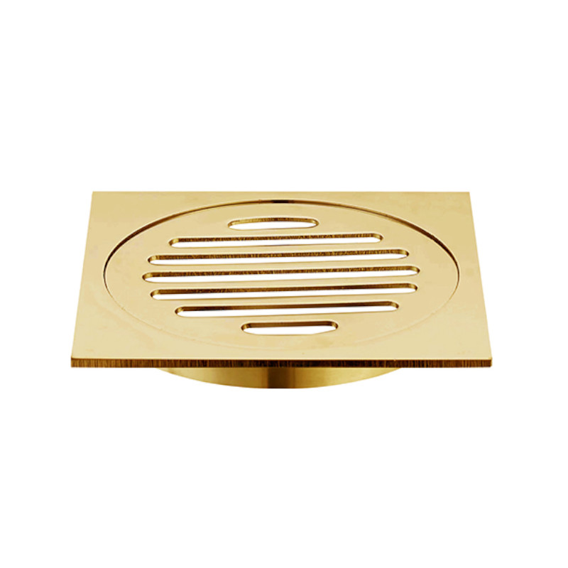 BUK Eckig Square Floor Waste 100mm Outlet Brushed Gold