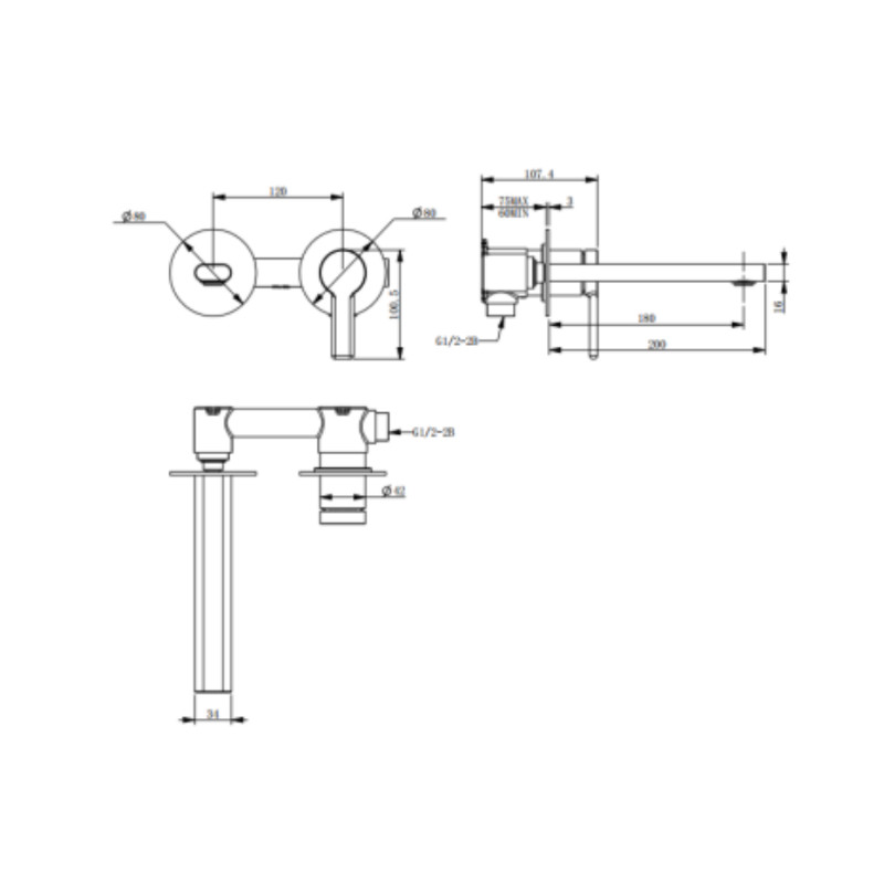 BUK Iris Bath/Basin Mixer With Spout Specs