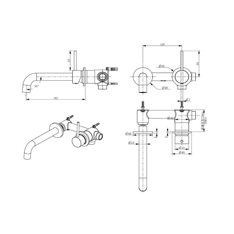 BUK Morgan Rund Wall Basin/Bath Mixer Trim Kit Specification