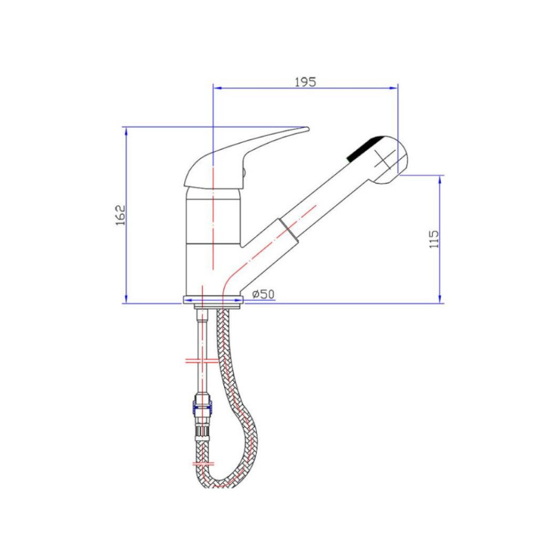 BUK Swivel Pull-Out Sink Mixer 40mm Specs