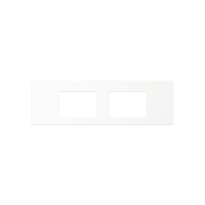 Fienza Pure White Rectangular Solid Surface Top with Double Undermount Basin Holes