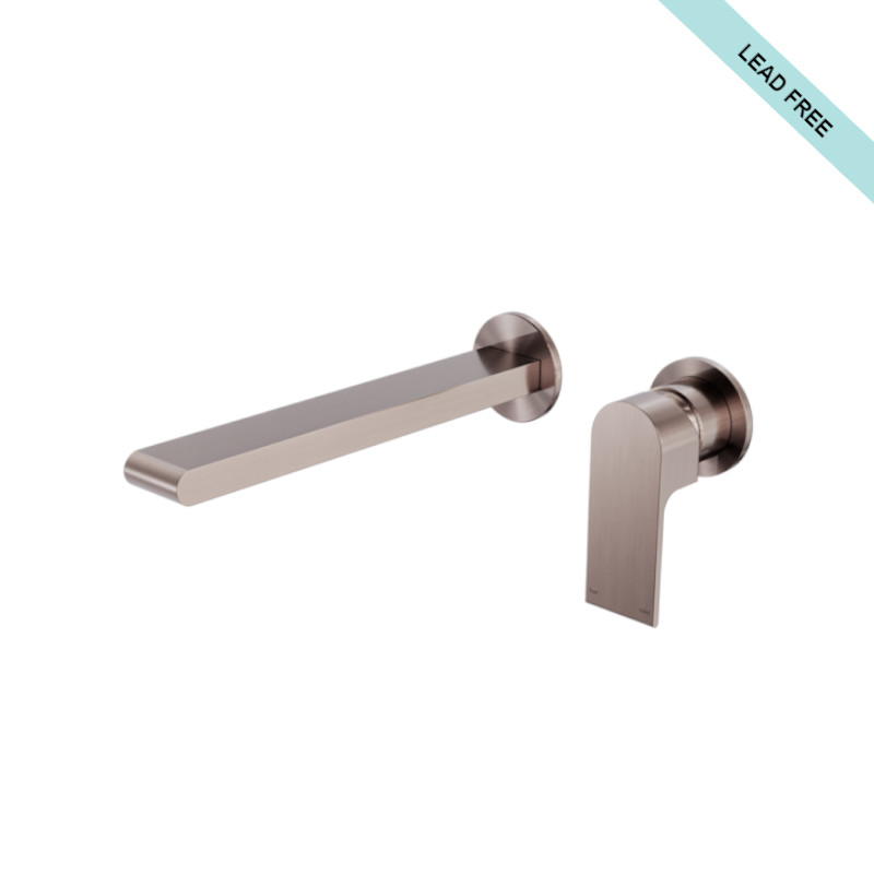 Nero Bianca Wall Basin / Bath Mixer Separate Back Plate 230mm With Universal Body Brushed Bronze Lead Free