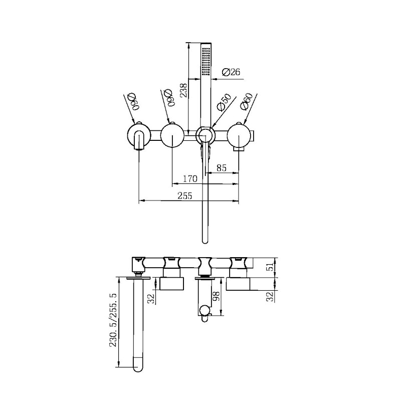 Nero Kara Progressive Shower System Separate Plate With Spout 230 mm Specs
