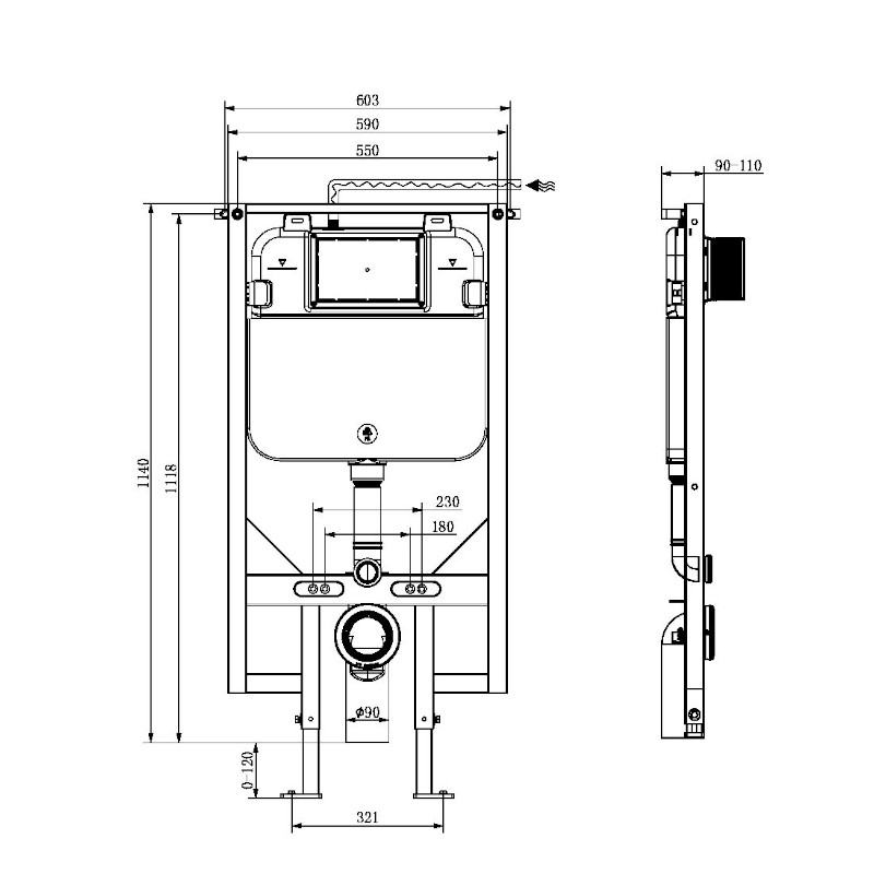 Nero R and T Wall Hung Cistern specs