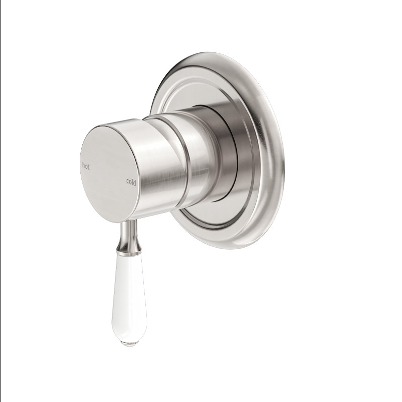 Nero York Shower Mixer With White Porcelain Lever BN