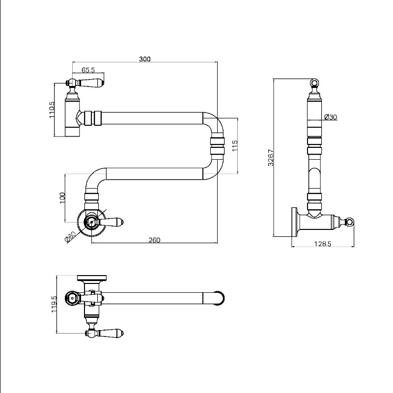 Nero York Wall Mounted Pot Filler Specs