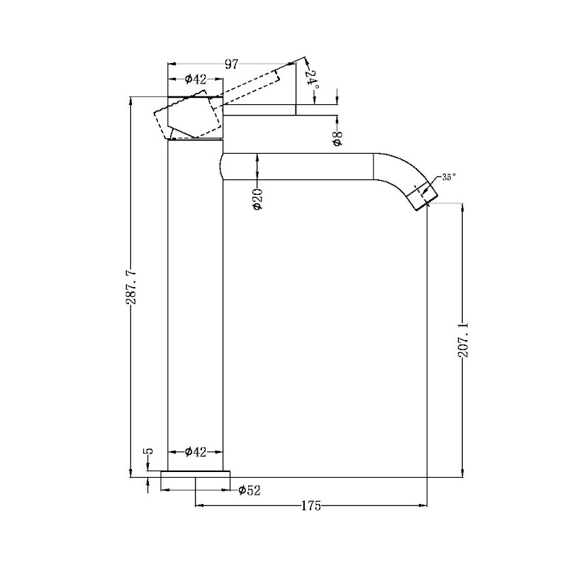Nero Zen SS316L Tall Basin Mixer specs