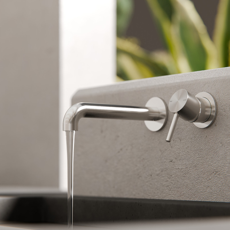 Nero Zen Wall Basin Mixer Separate Back Plate 185mm Spout BN1