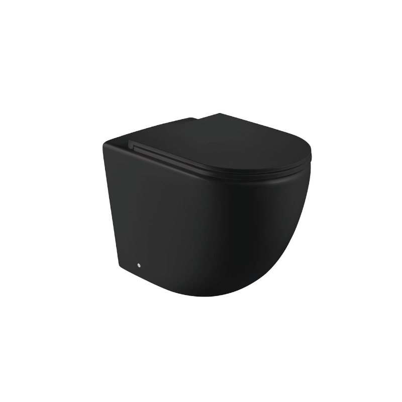 Fienza Koko Tornado Flush Matte Black Wall-Faced Pan & Seat Only