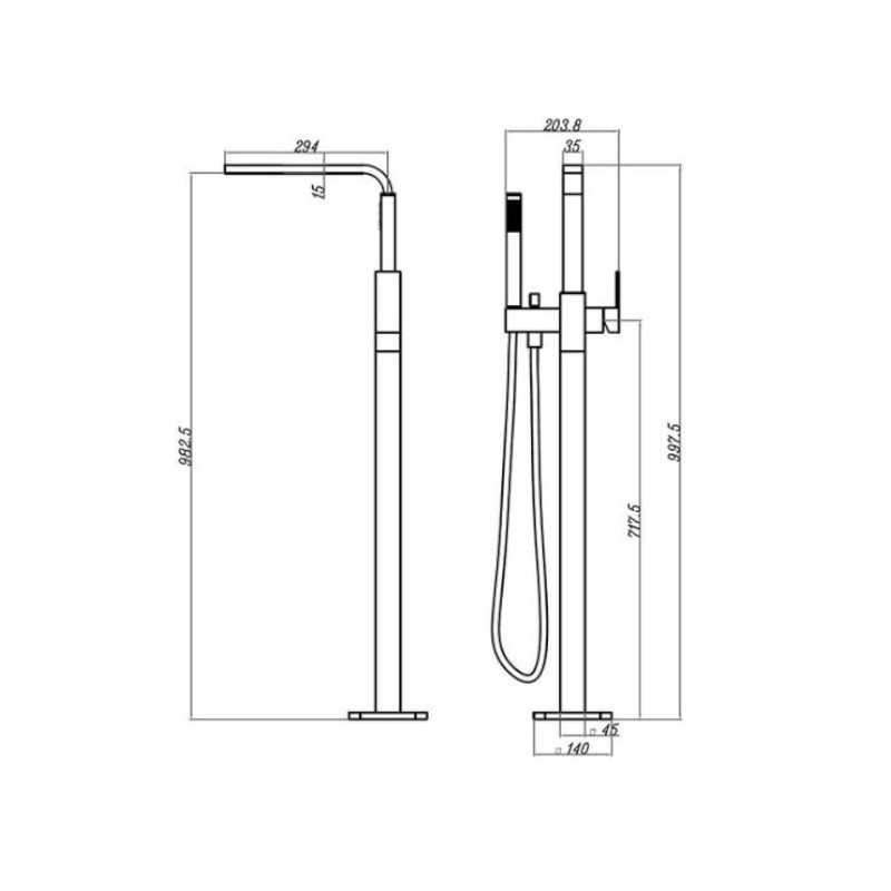 Modern National Chao Freestanding Bath Mixer With Hand Shower