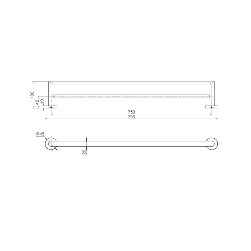 Modern National Eva Double Towel Rail 750mm