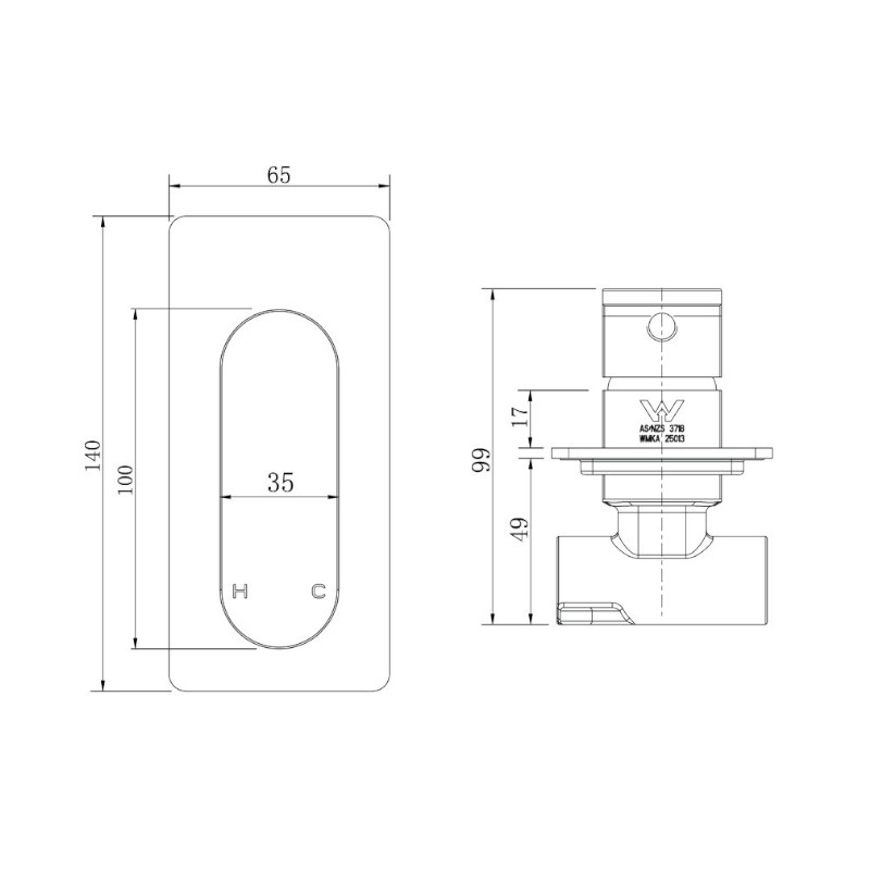 Modern National Eva Mini Shower Mixer spec