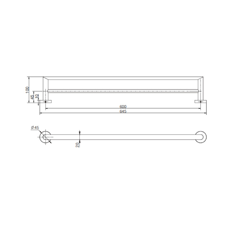 Modern National Eva Single Towel Rail 750mm
