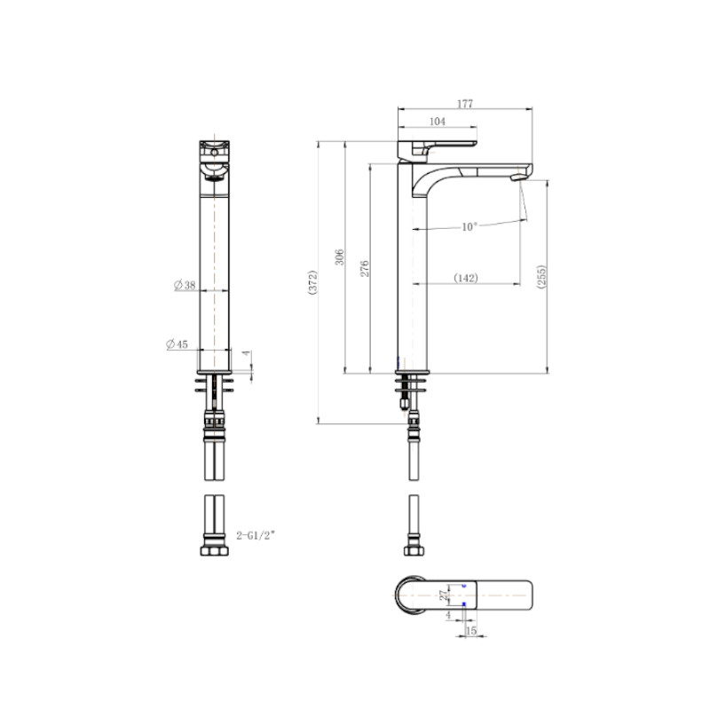 Modern National Kiama High-Rise Basin Mixer spec