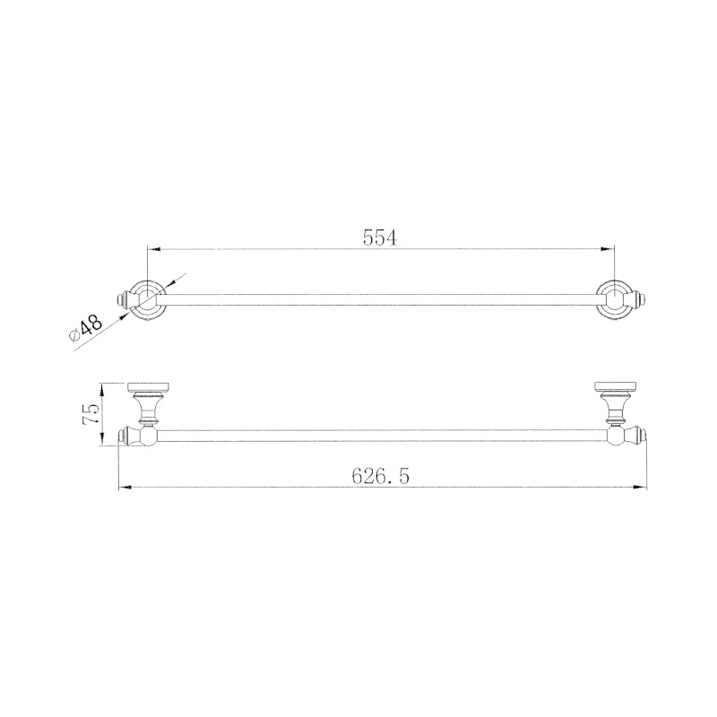 Modern National Medoc Single Towel Rail 600mm spec