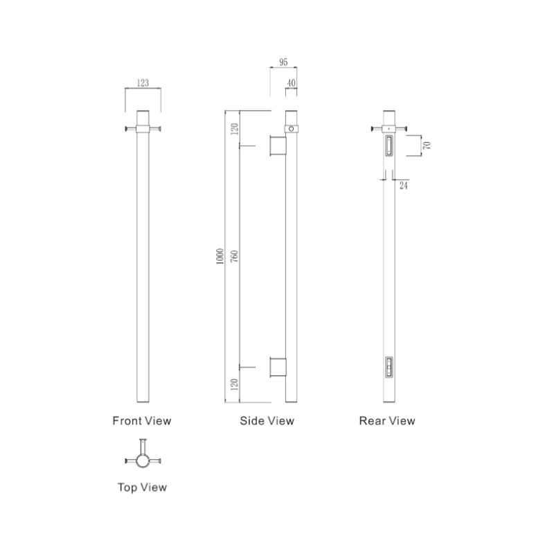 Modern National Mirage Vertical Heated Towel Rail