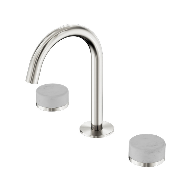 Nero Serenity Basin Set Arc Spout Carrara Handle Only BN