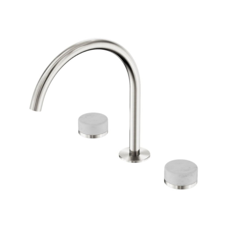 Nero Serenity Basin Set Arc Spout Carrara Handle BN