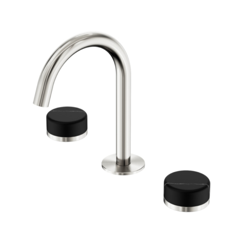 Nero Serenity Basin Set Arc Spout Marquina Black Handle BN