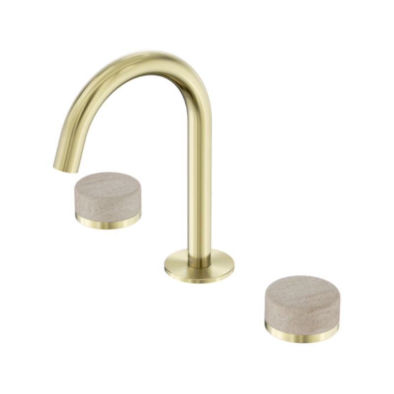 Nero Serenity Basin Set Arc Spout Rome Travertine Handle BG