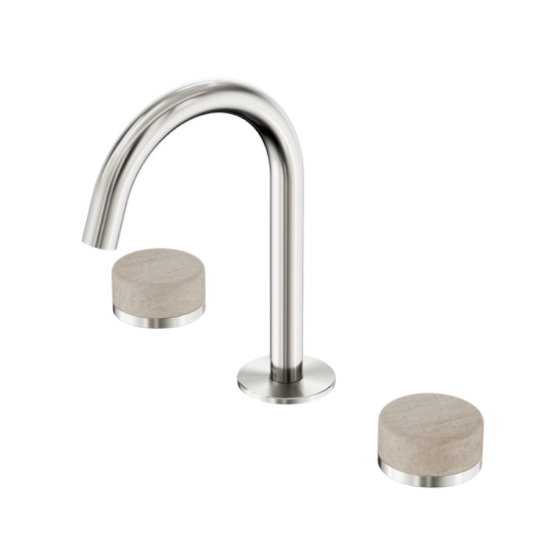 Nero Serenity Basin Set Arc Spout Rome Travertine Handle BN