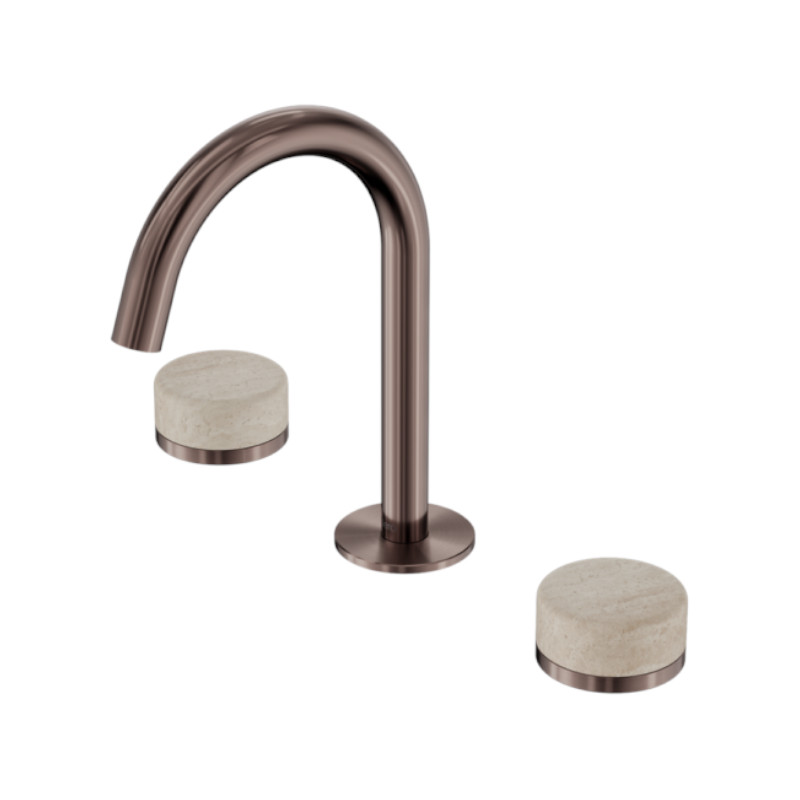 Nero Serenity Basin Set Arc Spout Rome Travertine Handle BZ