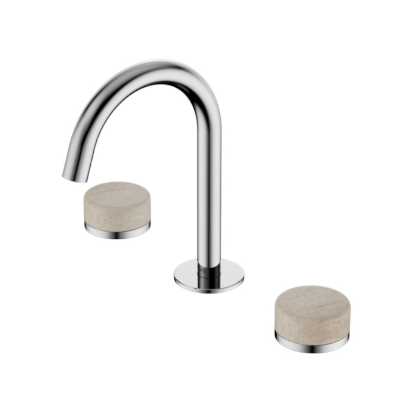 Nero Serenity Basin Set Arc Spout Rome Travertine Handle CH